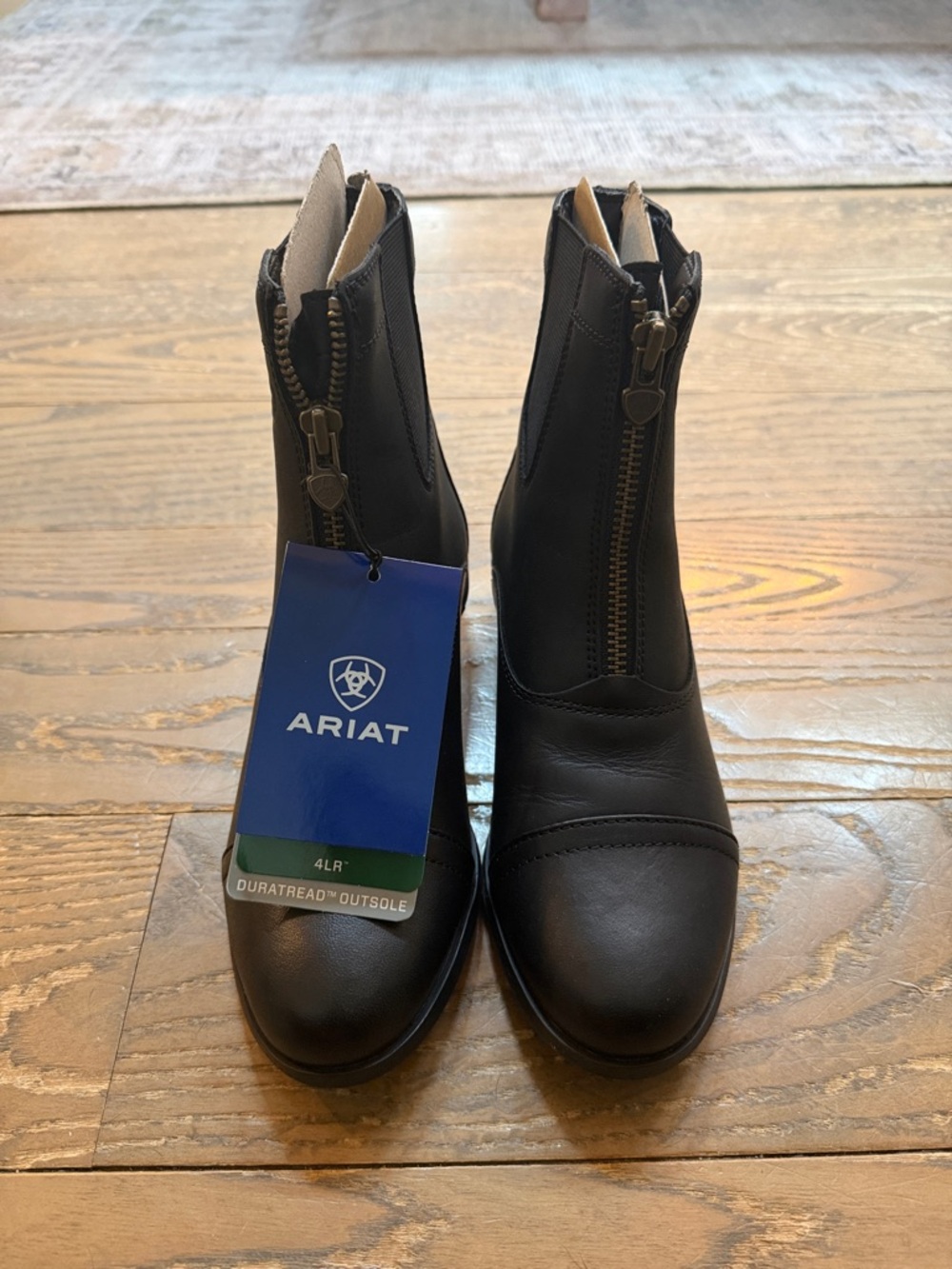 Ariat Black Leather Front-Zip Ankle Booties